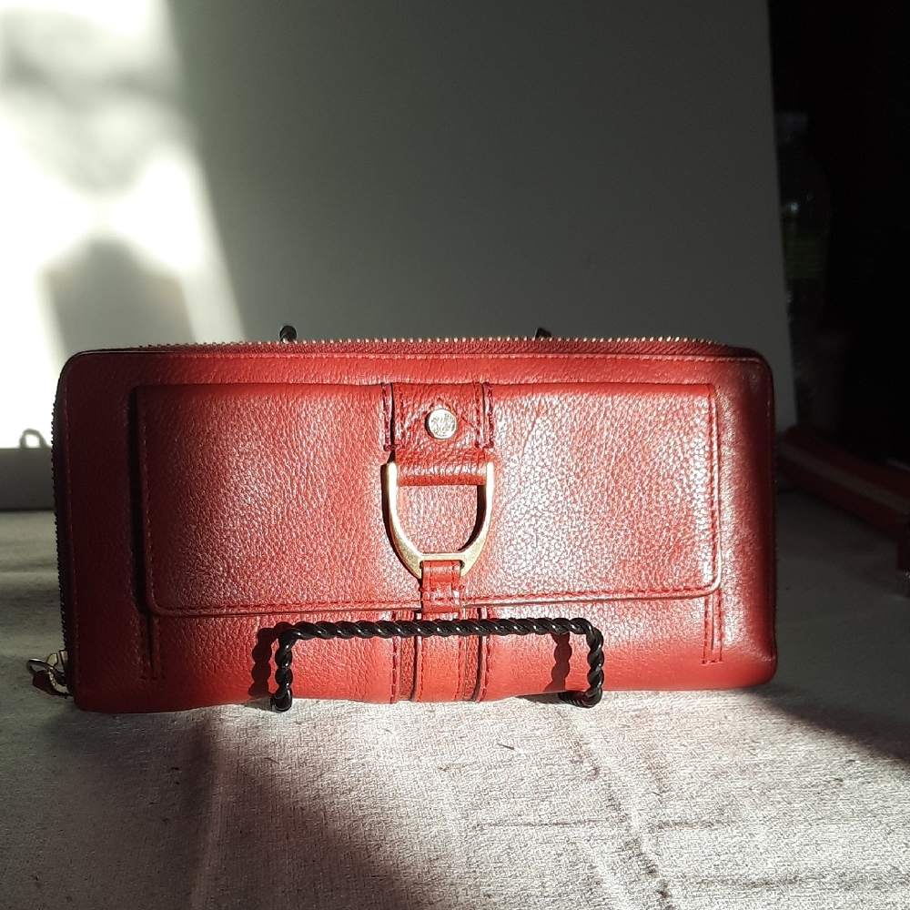 Cole Haan Red Leather Women's Zippy Wallet